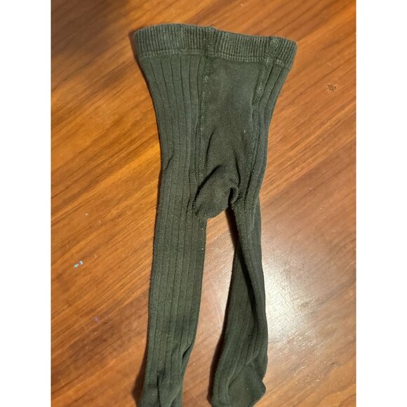 Baby Tights By Rylee & Cru Ribbed Olive Green Cotton Blend Size 6-12 Months - Picture 2 of 3